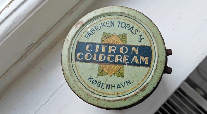 Fabriken Topas AS. Citron Coldcream. København. Blikdåse